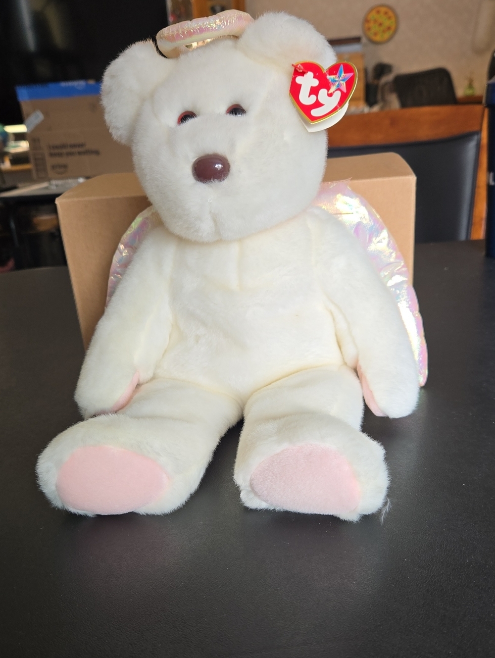 Ty Angel Bear Plush in Cream with Pink Accents